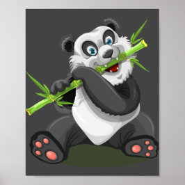 Póster panda animal bambú comida salvaje