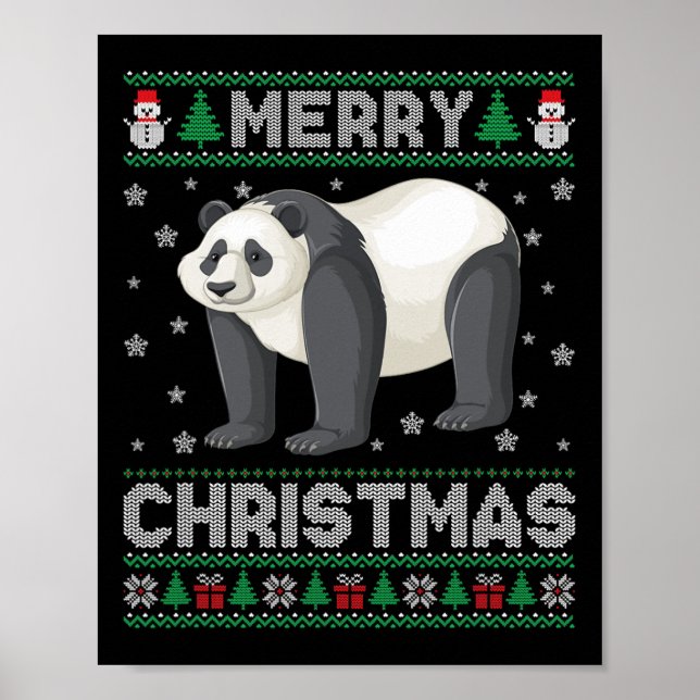Póster Panda Animales Hombres Mujeres Niños Navidades Feo (Frente)