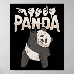 Póster Panda Asl Gesture Deaf Hearing Loss Sensibilizació
