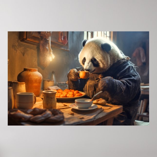 Póster Panda Bear Animal Fun Cocina Cocina Happy Time (Frente)