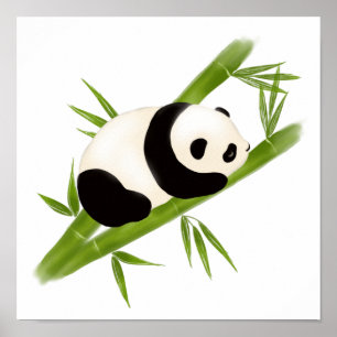 Póster Panda Bear Bamboo Trees Poster Imprimir