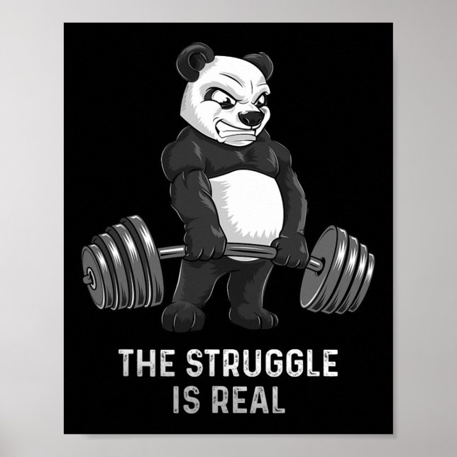 Póster Panda Bear Deadlift Shirt Powerlifter Funny Bodybu (Frente)