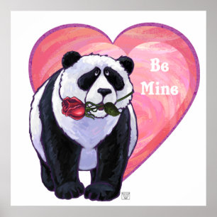 Póster Panda Bear El día de San Valentín