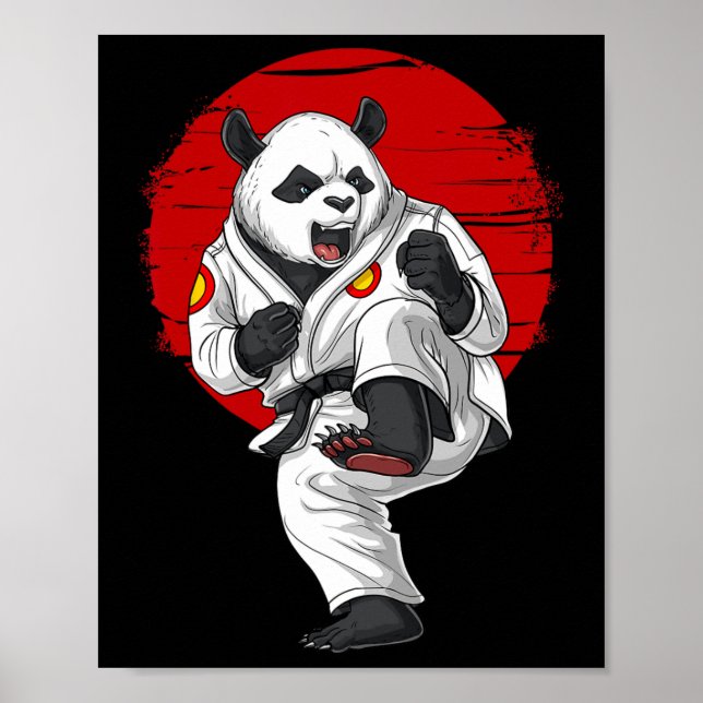 Póster Panda Bear Karate Kickboxing Kung Fu Taekwondo Mar (Frente)