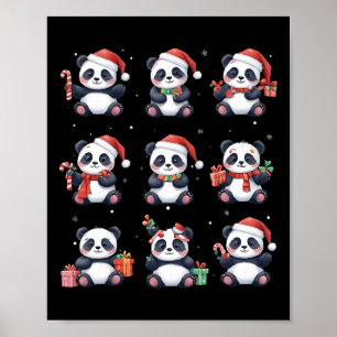 Póster Panda Bear Navidades Santa Hat Funny Animal Lover