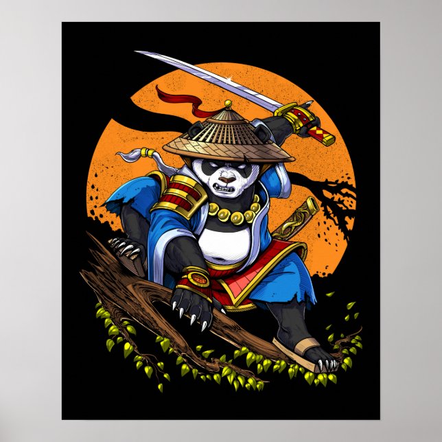 Póster Panda Bear Samurai Ninja (Frente)