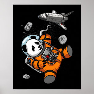 Póster Panda Bear Space Astronauta Gracioso Animal