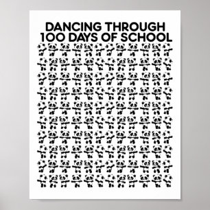 Póster Panda Bears Bailando A Través De 100 Días De Escol
