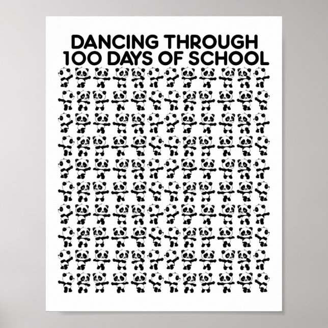 Póster Panda Bears Bailando A Través De 100 Días De Escol (Frente)