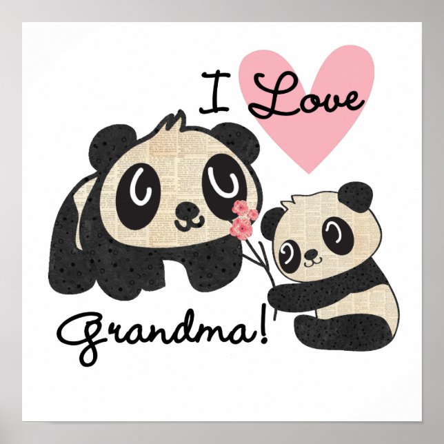 Póster Panda Bears I Love Grandma (Frente)