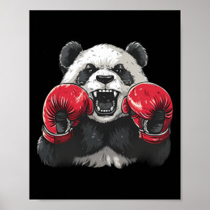 Póster Panda Boxeador Con Guantes De Boxeo Kickboxing Div