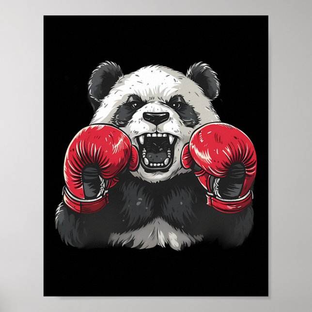 Póster Panda Boxeador Con Guantes De Boxeo Kickboxing Div (Frente)