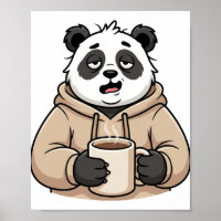 Panda Café Dibujo Animado Demasiado Cansado Para F