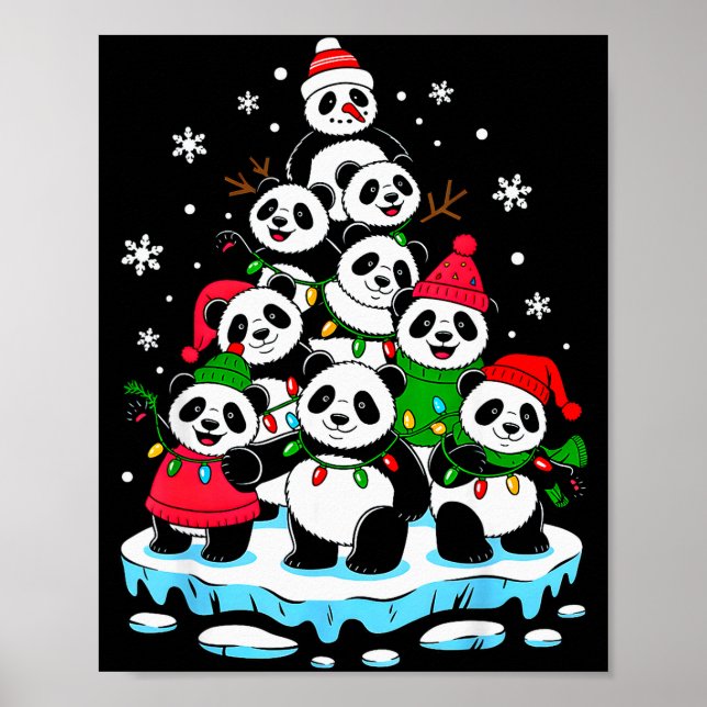 Póster Panda Christmas Tree Panda Lover Xmas Squad Men Wo (Frente)