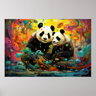 Póster Panda Colorful Animal Encantador