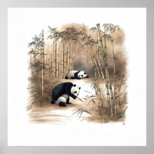 Póster Panda Comiendo Bambú - Imágenes de archivo (Frente)