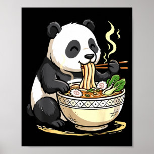 Póster Panda comiendo fideos Ramen divertidos