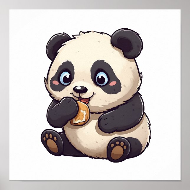 Póster Panda comiendo una galleta (Frente)