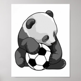 Póster Panda con balón de fútbol
