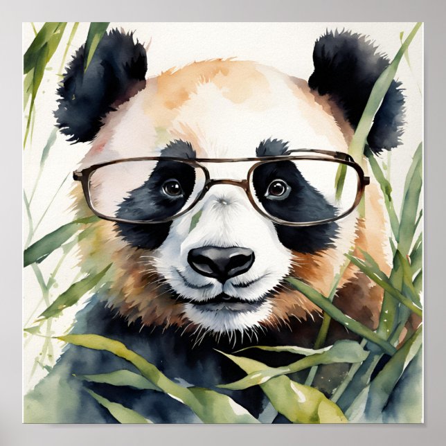 Póster Panda con gafas (Frente)