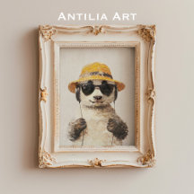 Panda con Gorra de paja y audífonos en gafas de so