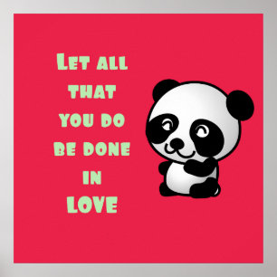 Póster Panda con Inspiradora cita de amor