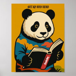 Póster Panda Con Un Libro — ¡Levántate Y Lee!