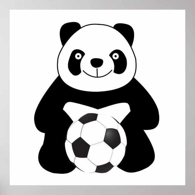 Póster Panda con una pelota de fútbol (Frente)