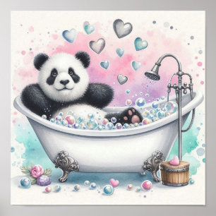 Póster Panda de Baño de Burbujas