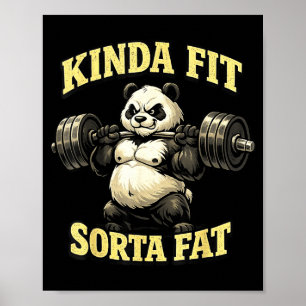 Póster Panda de gimnasio divertido_ un poco en forma algo