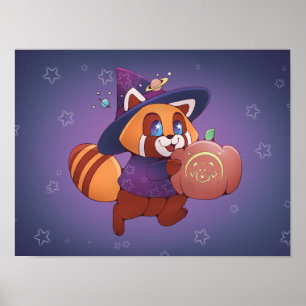 Póster Panda espacial Halloween