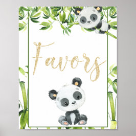 Póster Panda Gender Neutral Baby Shower Birthday Favors