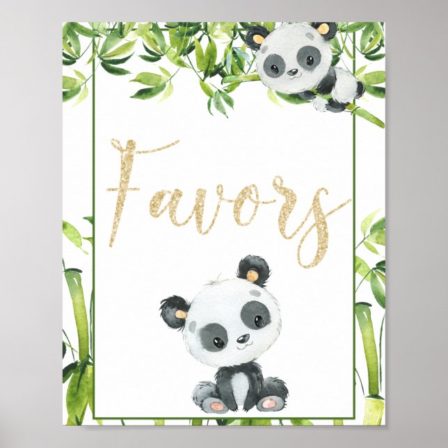 Póster Panda Gender Neutral Baby Shower Birthday Favors (Frente)