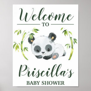 Póster Panda Gender Neutral Baby Shower Welcome
