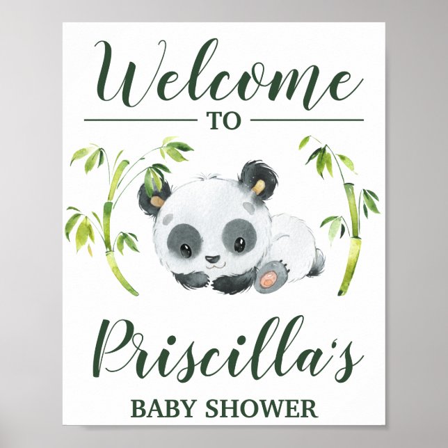 Póster Panda Gender Neutral Baby Shower Welcome (Frente)