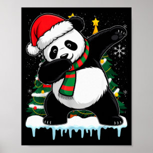 Póster Panda haciendo Dabbing Santa Navidad Niños Chicos