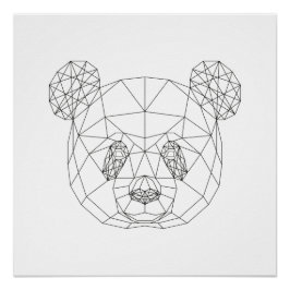 Póster Panda Head Geometric Black White Moderne Art Print