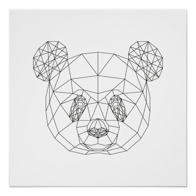 Póster Panda Head Geometric Black White Moderne Art Print (Anverso)