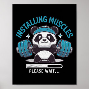 Póster Panda Instalando Músculos Por Favor Espere Levanta