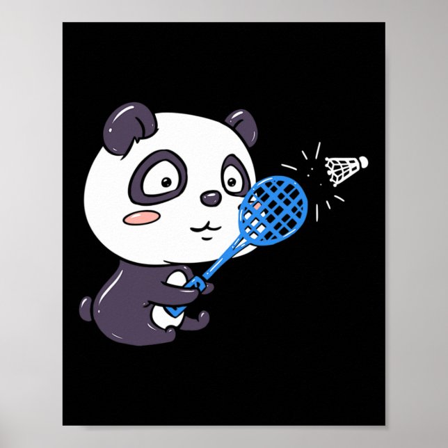 Póster Panda Jugando Badminton Dándose Sudoroso I Panda B (Frente)
