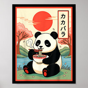 Póster Panda Kawaii Comiendo Ramen Fideos Anime Japoneses