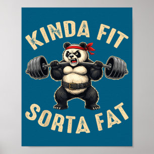 Póster Panda levantador de pesas moderadamente en forma a
