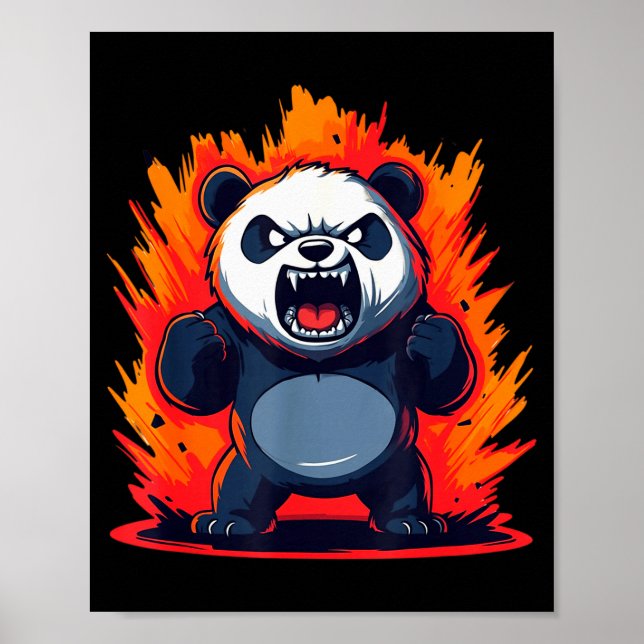 Póster Panda Looking Angry Graphic Funny Panda Kawaii  (Frente)