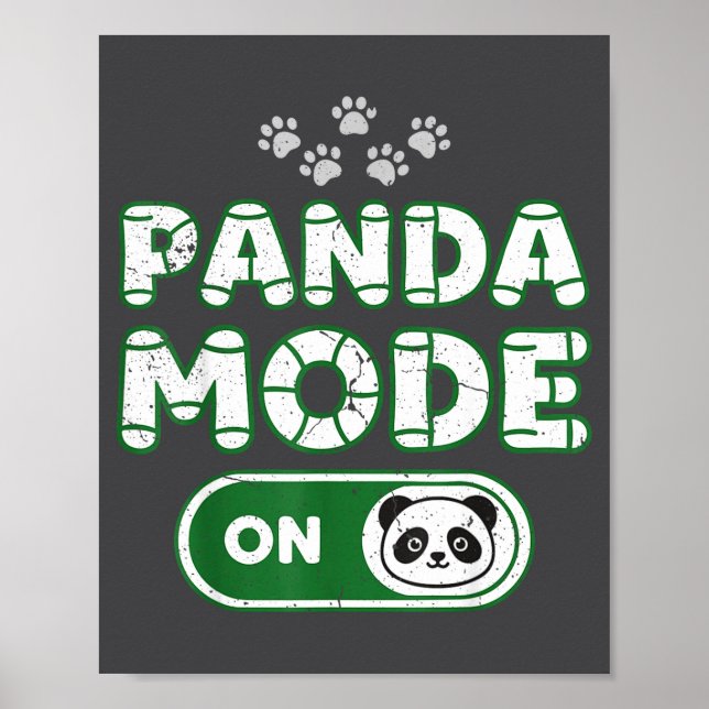 Póster Panda Mode On Funny Animal Bear Lover Owner Costum (Frente)