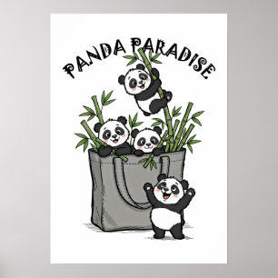 Póster Panda Paraíso de Bambú Masticando la Vida Lentamen