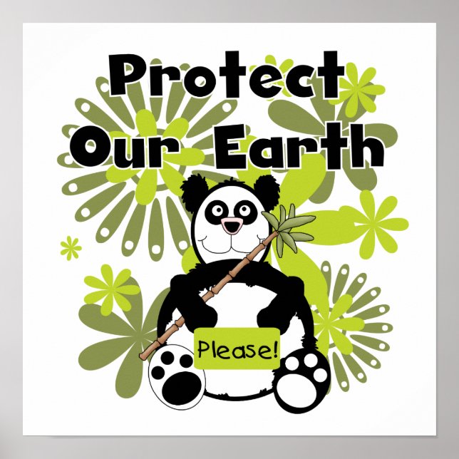 Póster Panda Protect Our Earth camisetas y regalos (Frente)