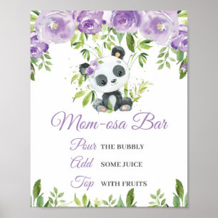 Póster Panda Purple Floral Greeneration Bamboo Momosa Bar