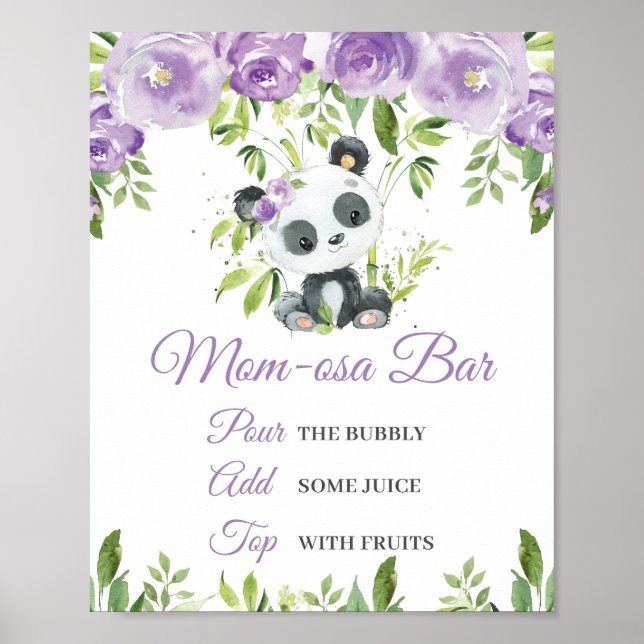 Póster Panda Purple Floral Greeneration Bamboo Momosa Bar (Frente)