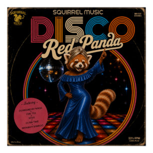 Póster Panda Roja Disco