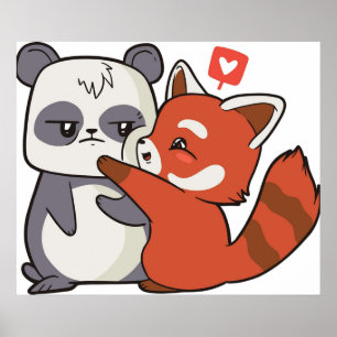 Póster Panda rojo con panda